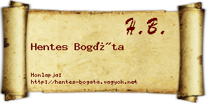 Hentes Bogáta névjegykártya